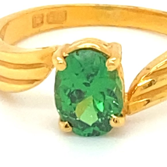 Tsavorite Garnet 1.75ct Solid 22K Yellow Gold Ring - Picture 7 of 7